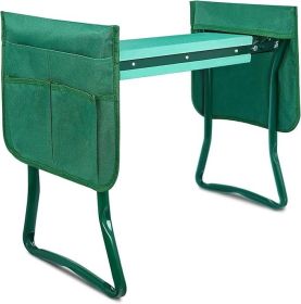 Garden Kneeler and Seat Foldable Kneeling Bench with Sturdy Soft EVA Foam Pad for Outdoor, Fishing, Camping, 2 Tool Pouches Included, Green